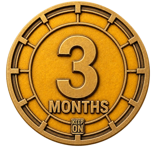 Three-month badge in gold